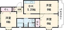 モラール愛子 3DKの間取図画像
