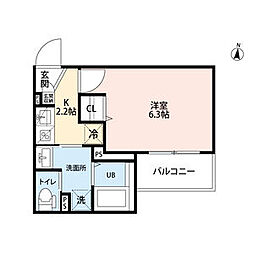 robot home 平野II(ロボットホームヒ 1Kの間取図画像
