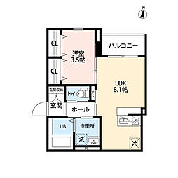 robot home 平野II(ロボットホームヒ 1LDKの間取図画像