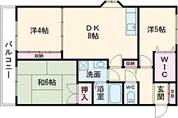 ブルーム三ケ森 3DKの間取図画像