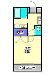 サンライズ金田 1Kの間取図画像