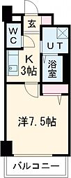 サザンクレスト七道 1Kの間取図画像