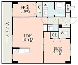 モアナ嘉島 2LDKの間取図画像