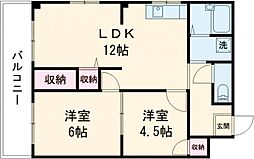 レジデンス長嶺1 2LDKの間取図画像