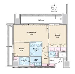 RJRプレシア六本松 2LDKの間取図画像