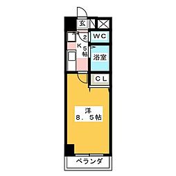 A・City朝日町 1Kの間取図画像