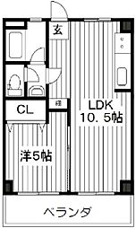 楠マンション 1LDKの間取図画像