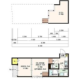 ベルフィールカレン箱崎 2Kの間取図画像