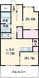 ディアコート新栄 2LDKの間取図画像
