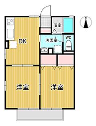 ツダアパート 2DKの間取図画像