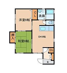 コーポトーカイ 2DKの間取図画像