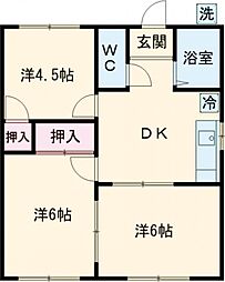 メロディーハイム 3DKの間取図画像