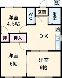 メロディーハイム 3DKの間取図画像