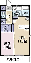 aruROOM高林 1LDKの間取図画像