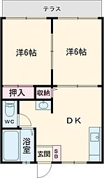 サンハイツ小川B 2DKの間取図画像