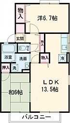 ラ・フォーレA 2LDKの間取図画像