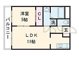 エスパシオ近見 1LDKの間取図画像