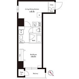 オリーブマンション荒川 1LDKの間取図画像