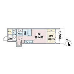(仮称)スリーアイランドタワー泉高岳 1LDKの間取図画像