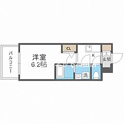 エスリードRESIDENCE大阪福島CITYWEST 1Kの間取図画像