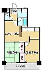 タウゼン・プラッツ長町 2LDKの間取図画像