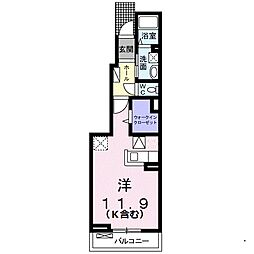 プリムローズ2 ワンルームの間取図画像