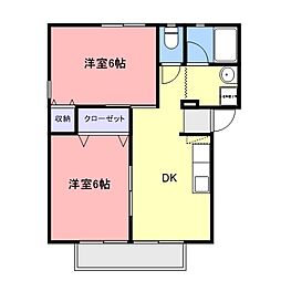 メゾンフォーレストA 2DKの間取図画像