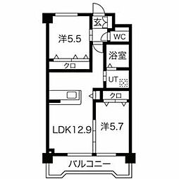 CNStage輝 2LDKの間取図画像