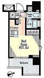 レジディア市谷薬王寺 ワンルームの間取図画像