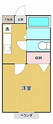 スカイヒルズA 1Kの間取図画像