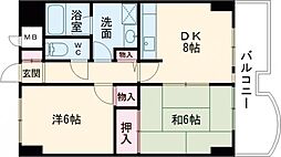 カーネギー東二見 2DKの間取図画像