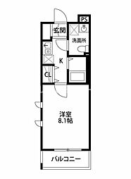 ヒーリンググランデ 1Kの間取図画像