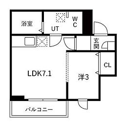 メリディアン貝ヶ森壱番館 1LDKの間取図画像