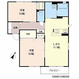 スクーデリア2006B 2LDKの間取図画像
