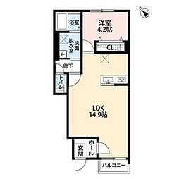 ベレッツァ菰野 1LDKの間取図画像