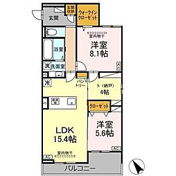 D-ROOM 松山 2LDKの間取図画像