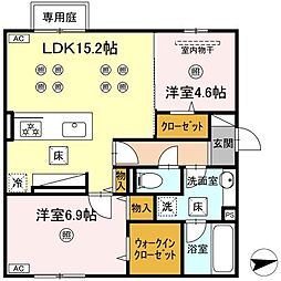 (仮称)D-ROOM新池 A棟 2LDKの間取図画像