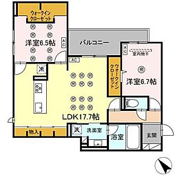 OrthoAxis浅生 2LDKの間取図画像