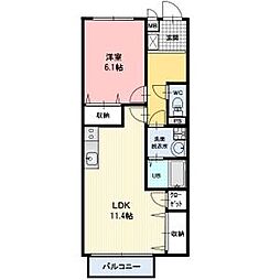 グランヒル上野 1LDKの間取図画像
