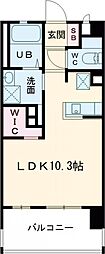 フロンティアききつ2 ワンルームの間取図画像
