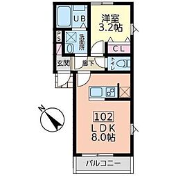 アンブル宮千代 1LDKの間取図画像