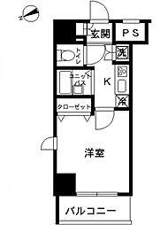スカイコート・ヴィーダ五反田ウエスト 1Kの間取図画像