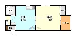 コンチネンタルウサカ 1DKの間取図画像