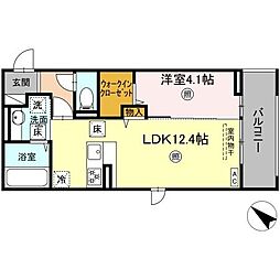 Colline bleue 1LDKの間取図画像
