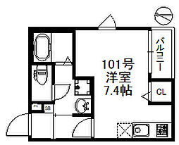 Nexus賀茂 ワンルームの間取図画像