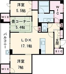 アルテーヌ浜寺元町 3LDKの間取図画像