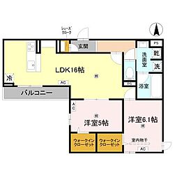 クラシスト背戸口 2LDKの間取図画像