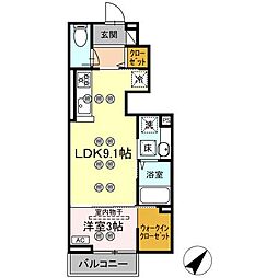 アジュール金古曽 1LDKの間取図画像