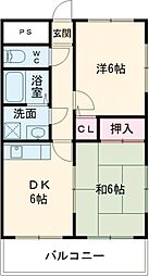グランシティーニュートン 2DKの間取図画像