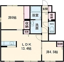 グリーンファーストミヤコ 2LDKの間取図画像